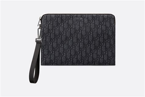 Pochette Jacquard Dior Oblique nero.